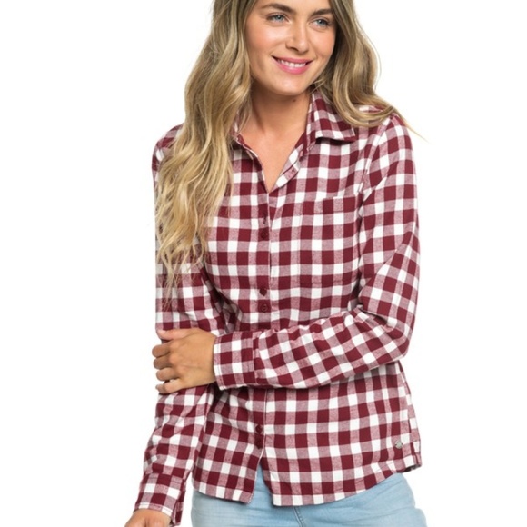 Roxy Tops - Roxy - Concrete Streets Check Button Up Shirt  L
